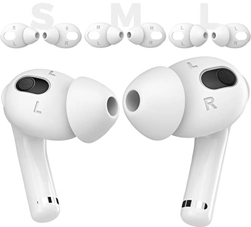 AHASTYLE Ohrpolster Ohrstöpsel für Apple AirPods 3 Silikon 3-Paare (S+M+L) Ohrstöpsel Anti-Rutsch Schutz Headset mit Silikon-AufbewahrungOhrstöpsel Tasche Kompatibel mit Apple AirPods 3 2021 (Weiß)