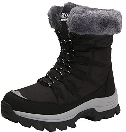 FNKDOR Chaussure de Sport Randonnée Femme Bottes de Neige Montantes Imperméable Antidérapant Chaudes Sneakers de Trekking Chaussures de Marche