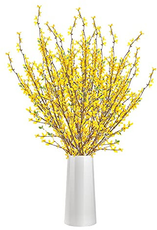 HYLYING Künstliche Forsythie-Blumenzweige, 100 cm, künstlicher gelber Jasmin, lange Stiel, Winter-Jasmin-Blumen, Blumensträuße für Blumenarrangement, Heimdekoration, 6 Stück