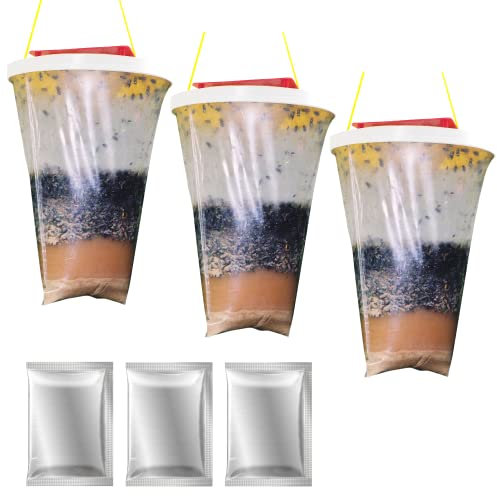 3 Pezzi Trappola per Antimosche da Interno Esterno, Trappole per Cattura Mosche con per Alimenti, Trappola per Zanzare per Cucin, Giardino, Casa