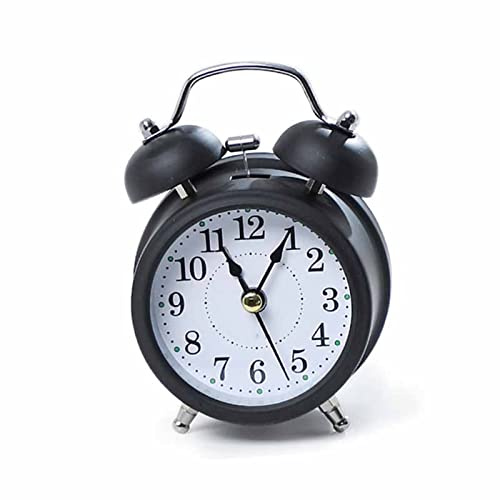 Psytfei Loud Alarm 3 Inch Small Clock Silent Twin Bell Alarm Clock Battery Operated Table Clock with Backlight for Bedrooms Bedside Office Dorm Decor