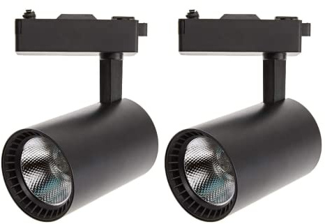 JANDEI - Pack x2 Spot de Plafond Led Rail 30W, Blanc Froid 6000K, 2200 Lumens, 220V 50-60Hz Monophasé, Aluminium Dressing, Vitrine, Boutique, Bureau (Noir)