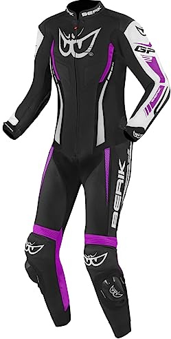 Berik Monza Ladies One Piece Tuta in pelle della moto, nero/porpora, 46