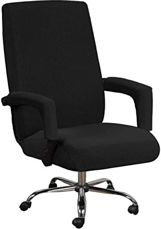 KAYBTNT Bürostuhl Bezug - Hohe Lehne Bürostuhl Sitzbezug, Waschbarer Stretch Spandex Weich Husse, Schonbezug für Bürostuhl, Drehstuhl Stuhlhussen, Universal Computer Stuhl überzug,Schwarz,Large