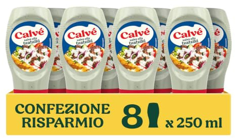 Calvé Salsa alla Tzaziki, 8 Pezzi in Top Down 250ml, ispirata alla Grecia