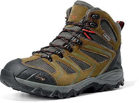 NORTIV 8 Men's Ankle High Waterproof Hiking Boots Outdoor Lightweight Shoes Trekking Trails Armadillo,Size 12W,Olive-Suede,160448_M