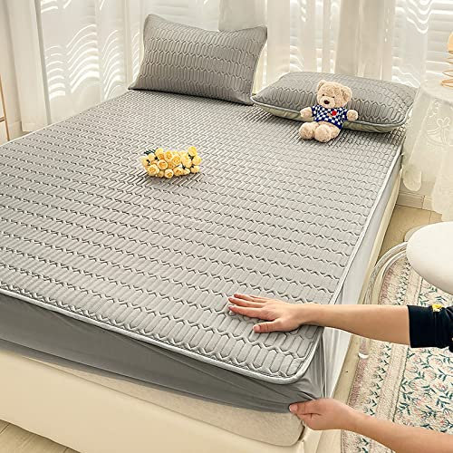 spannbettlaken matratzenschoner,Dickes, kühles, Latex-Bettwäsche-Set, Schlafzimmer-Hotel-Boxspring-Matratzenauflage, passend für 12 Zoll/30 cm Tiefe Matratzen, grau, 120 x 200 cm (2 Stück)