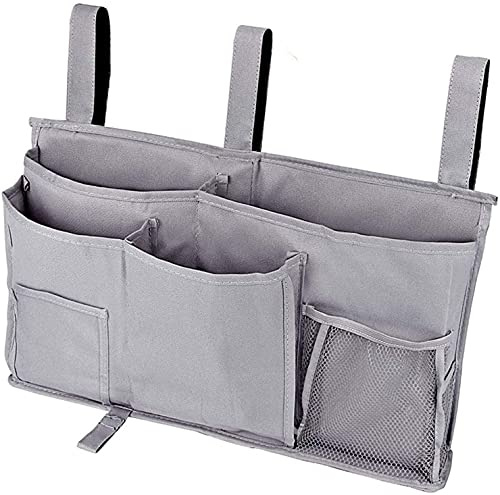 Busnos Betttasche Bett Caddy Organizer Tasche Etagenbett Grau Bettablage zum Einhängen Hängend Hochbett Zubehör Hängetasche Unter Kinder Hochbett Aufbewahrungstasche für Krankenhausbett Kinderbett