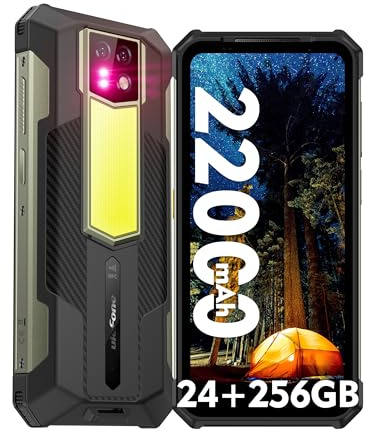 Ulefone Armor 24 Outdoor Handy Ohne Vertrag - 22000 mAh Android 13 Outdoor Smartphone, 24GB+256GB Handy, 64MP Kamera, 120 Hz 6,78 Zoll Display, Campinglicht/NFC/OTG/Face ID-Schwarz