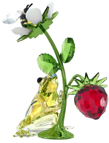 Swarovski Idyllia Frosch, Biene und Erdbeere, Verspiele Kristallfigur mit Mehrfarbigen, Strahlenden Swarovski Kristallen