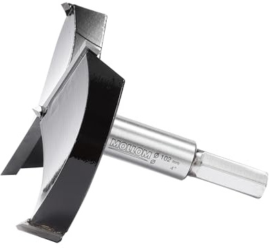 MOLLOM 4 (102mm) Carbide Forstner Drill Bit | 2.0mm Thickness YG8 Carbide Tipped, Hinge Cutter Tool For Hard Soft Wood, Plastic, Plywood, Precise Woodworking