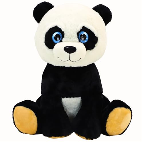 TE-Trend XXL Panda Plüschtier, 75cm groß, Kuscheltier mit funkelnden blauen Augen, weiche Qualität, für liebevolle Umarmungen und als treuer Weggefährte, glückliche Stunden
