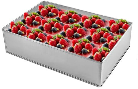SLTAXAR 8cm hohe Verstellbare Backrahmen Backform Rechteckig Kuchenrahmen Verstellbarer Tortenrahmen Edelstahl Tortenform Eckig Backrahmen zum Backen von 20x29 bis 35x55cm