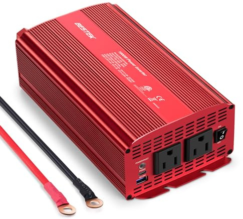 BESTEK 1000W Car Power Inverter, DC 12V to 110V Car Power Converter with 2 AC Outlets/30W PD USB-C/18W Quick USB A Charge Multi-Protection 1000 watt Power Inverter for Vehicles/Car/RV/Home