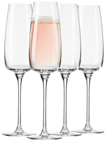 Krosno - Bicchieri da champagne moderni 4 x 220 ml | Regalo di nozze | Lavastoviglie | Vetro cristallino | Vetro senza piombo | Durevole | Resistente ai graffi