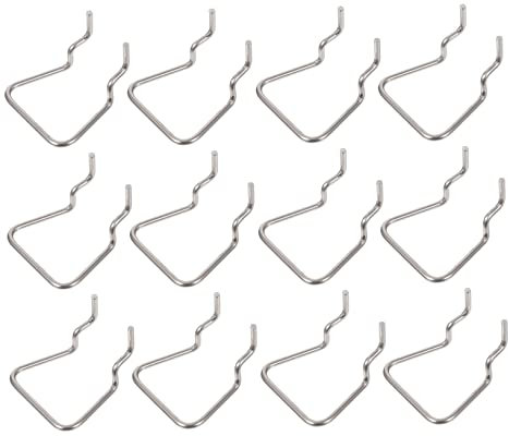 CIYODO 12pcs Hardware Tool Display Stand Stainless Steel Peg Hooks for Garage Storage and Tool Organization Pegboard Shelf