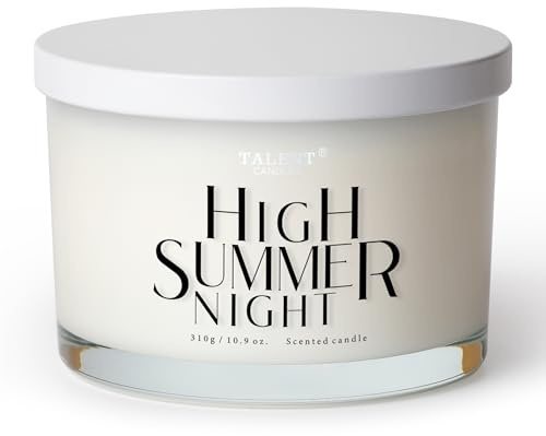 Duftkerze, TALENT Candles, 100% natürliches Sojawachs, 3 Dochte, Duftkerzen als Geschenk für Frauen und Männer, Einweihungskerzen, 10,93 oz Glaskerze, Hochsommernacht