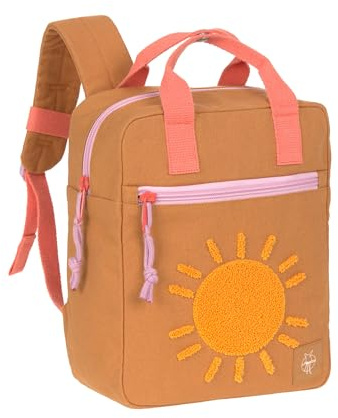 LÄSSIG Sac à Dos pour Jardin d'enfants Sac à Dos pour Enfants Partenaire pour Les Parents et Les Enfants/Little One & Me Square Backpack Small GOTS Caramel