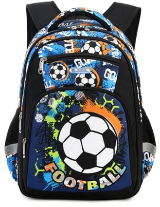 Morbuy Mochilas Escolares Niños, Mochila Infantil Mochila Escolar con Dibujos Animados Fútbol Impresión Bolsos Grandes para Adolescentes Niña Niño, Mochila Ordenador Portátil (Azul)