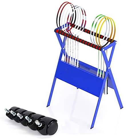Tenniswagen mit Rädern für Schläger – aufrechter Sport-Badminton-Schlägerhalter für Erwachsene/Damen/Herren, Metalleisen, Kinderzimmer/Hausgarage/Strand-Fitnessstudio