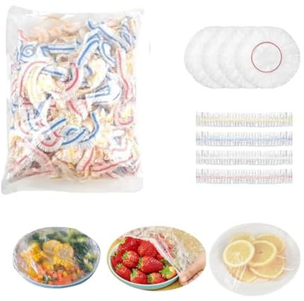 500 pièces Couvre plat elastique réutilisable, Film Etirable Elastique en Plastique Jetable, charlotte alimentaire reutilisable, Film Alimentaire transparent pour conserver la fraîcheur des aliments