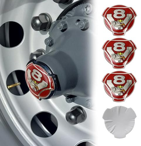 4 calcomanías de aluminio Griffin con V8 para llantas de camión Scania, tapas centrales, emblema, cubierta adhesiva (rojo)