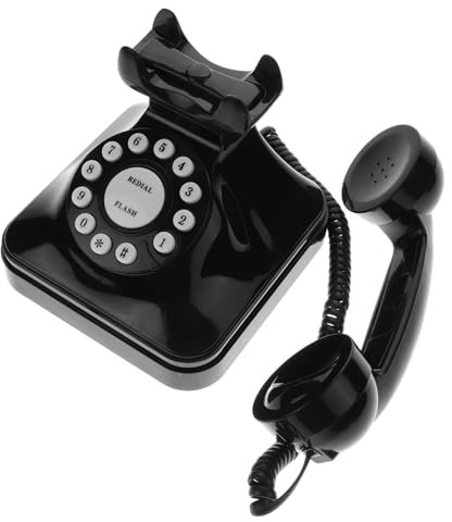 Warmhm Téléphone Fixe Vintage Rétro à Cordon Noir Téléphone Bureau Classique Ancien pour Décoration Maison Et Bureau Style Antique Élégant Modèle Fil Noir