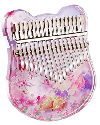 YSXXIAN Kristalltransparente Kalimba, süßes Daumenklavier in Bärenform, 17-Ton-Fingerklavier aus Acryl, geeignet für Erwachsene/Anfänger (Farbe: Lila, Größe: 17 Tasten)