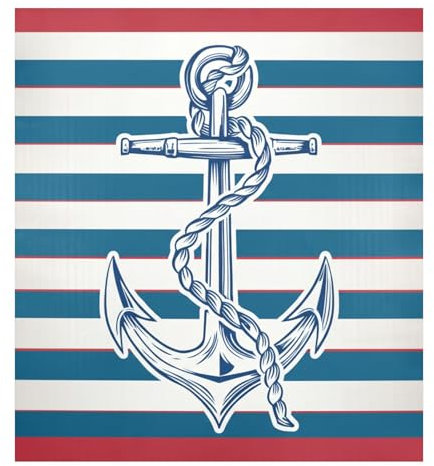 Retro Nautical Anchors Stripes Fridge Cover Magnet, Stainless Steel Dishwasher Magnet, Dishwasher Magnet Covers for The Front
