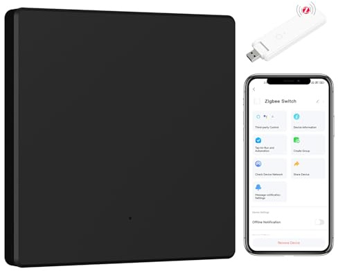 BSEED Zigbee Lichtschalter, Smart Lichtschalter 1 Fach 1 Weg arbeitet mit Amazon Alexa/Google Home/Tuya/Smart Life, Weiß (Erforderlich NeutralDraht & Zigbee-Gateway)