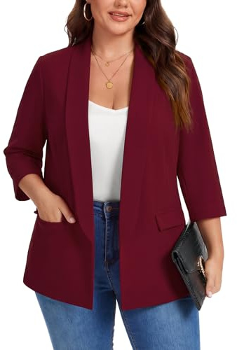 MINTLIMIT Damen große Größen Blazer Elegant Open Front Jacket Oversize 3/4 Ärmel Business Casual Plus Size XL-5XL