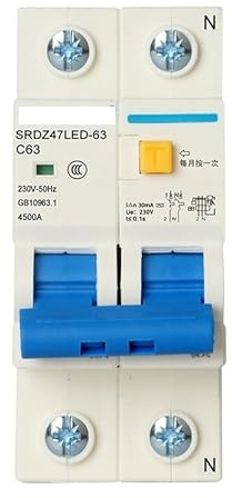 Interruptor automático de aire pequeño, Disyuntor Interruptor de aire de fuga 3P+N Protección del interruptor principal de fuga de sobrecarga doméstica Disyuntor de fuga(63a)
