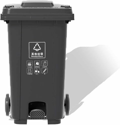 Contenedor Basura Grande Cocina Exterior Con Ruedas Tapa For Uso Comercial Con Eliminación Manos Libres Fácil Usar(Black,120L)