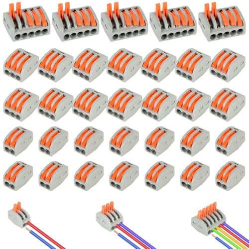 110 PCS Connecteurs électriques avec tige de commande,connecteur electrique,connecteurs électriques kit,2 trous 55PCS, 3 trous 45PCS, 5 trous 10PCS