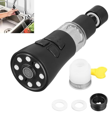 Douchette Evier Cuisine, 720° Pivotant, 3 Modes, Amovible, Antirouille, Mousseur Robinet avec Filtre acier inoxydable 316, Joint, Interface Universelle, Embout Economiseur d'Eau pour Robinet