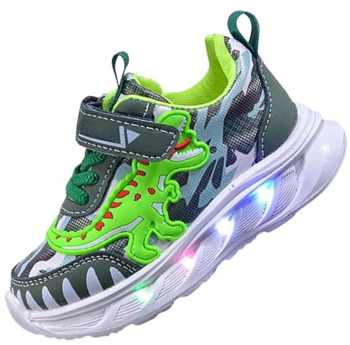 Jasmeko Zapatillas con Luces para Niños, Zapatos Deportivas Niños Deporte Tenis Luz Luminosos (A-Green,27)