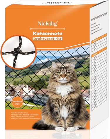 NieKilig Rete per Gatti Balcone Rinforzata, Rete Gatto Balcone, Rete Protezioni Gatti per Balconi, Finestre, Terrazzo, Lucernari e Porte (3x3m)