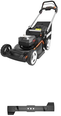 Pack WORX Tondeuse à Gazon autotractée Brushless sans Fil 40V WG749E + 3 Lames de Rechange, jusqu'à 500m², Lame de 46cm, Coupe jusqu'aux Bordures, Sac de 55 L, livée avec 2 Batteries 4Ah et Chargeur