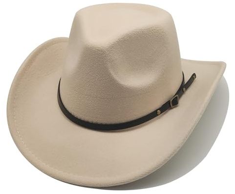Cowboyhut Damen Herren mit Band Cowgirl Kostüm Westernhut Cowboyhüte für Damen Schwarz
