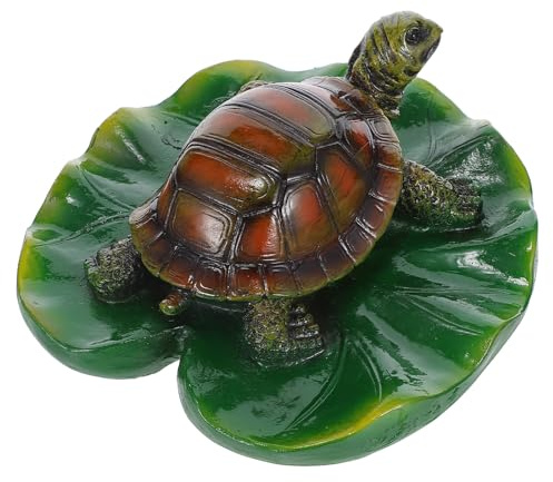 GLEAVI Figurine de Tortue Flottante en Résine Motif Lotus pour Décoration de Bassin Extérieur et Jardin, Ornement Aquatique Artisanale 1 Pièce