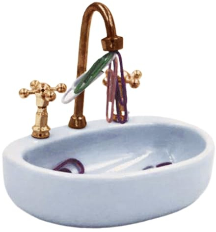 Générique Porte Trombone Robinet - Miniature Lavabo Organisateur BureauAvec Distributeur Magnétique & Rotatif | Sans Installation Décoration Bureau | Rangement Fourniture De Bureau Amusant