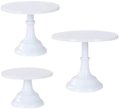 3Pcs White Cake Stand Set, 8 10 12 Inch Metal Dessert Display Rack, Round Cupcake Holder for Wedding Birthday Party, Sturdy Non-Slip Base, Elegant Kitchen Table Decoration