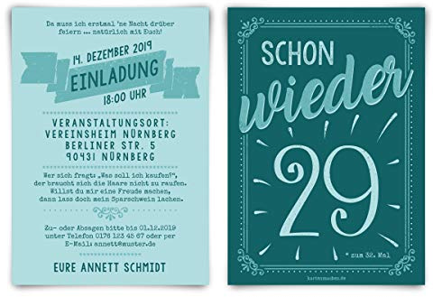 Kartenmachen.de 10-100x Runder 60. Geburtstag individuelle Einladungskarten Einladungen - schon wieder 29