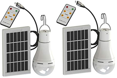 Xindaxin® - Lámpara Solar LED Recargable Sin Cables de 9 W, Bombillas Superbrillantes con Mando a Distancia para Iluminacion, Acampada y Senderismo