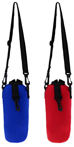 MagiDeal 2pcs Water Bottle Carrier, Insulated Neoprene Water Bottle Holder Bag Case Pouch Cover 750ML, Adjustable Shoulder Strap