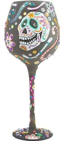 Enesco Lolita Superbling Sugar Skulls Glass Drinking Glasses