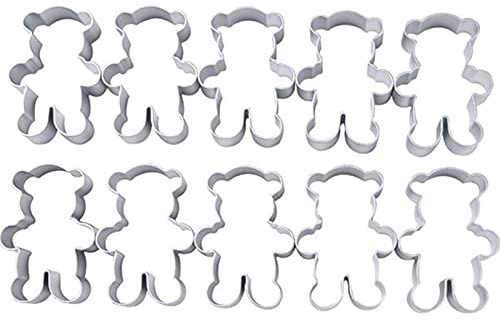 Moldes Reposteria de Galletas, 10pcs Cortadores de Galletas Formas Oso, Cortador Galletas Niños, Aleación de Molde Fondant Moldes para Galletas Fondant y Hornear Cookies,Manualidades,Navidad,Halloween