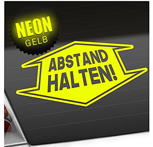 Kiwistar - Autoaufkleber - Abstand Halten - Neon Matt - Aufkleber Auto Kfz Fahrrad, LKW, Truck Mofa