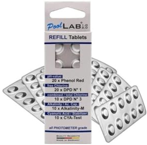 Photometer Refill-Tabletten für Water-i.d. Pool-Lab 70 Testtabletten (Phenol Red, DPD1, DPD3, Alkality M, CYA) (70 Tabletten)