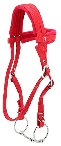 Brida de Caballo con rienda Arnés de Cabestro de Caballo Ajustable Rojo Cabezadas de Caballo Bocado de Caballo con cojín Suave
